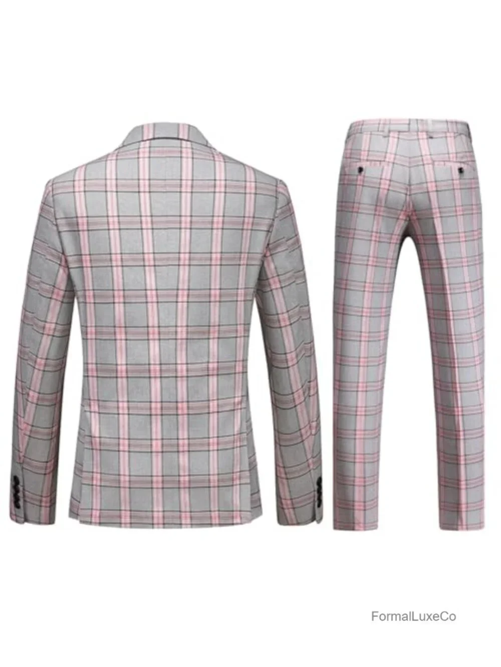 Men's 2-Piece Plaid Double Breasted Suit Wedding Party Tuxedo